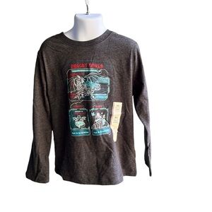 Cat and Jack Boys T Shirt long Sleeve Dragon World Size XS 4/5